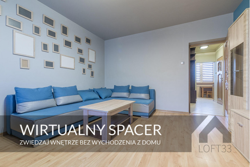 Jaworzno, Kamińskiego, Piękne i wyposażone dwupokojowe mieszkanie na osiedlu Stałym w Jaworznie do wynajęcia | Spacer 3D