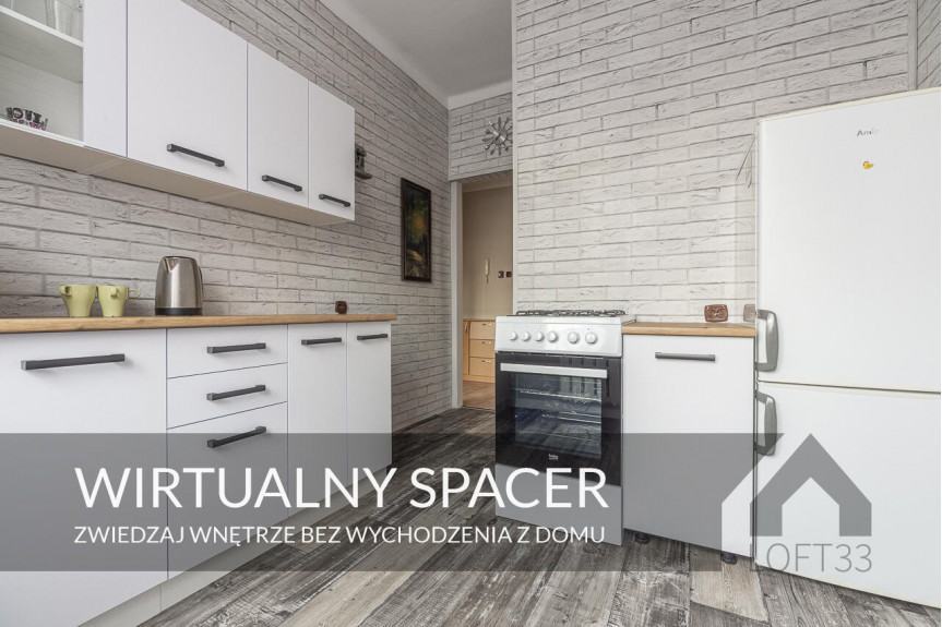 Jaworzno, Nałkowskiej, Przestronne i wyposażone dwupokojowe mieszkanie w centrum Jaworzna do wynajęcia | Spacer 3D