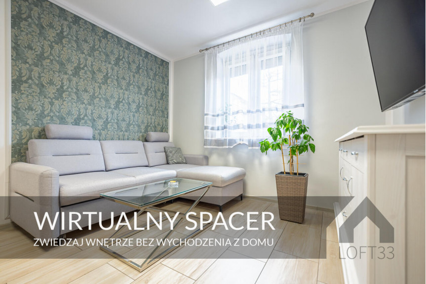 Jaworzno, Lipowa, Piękne dwupokojowe mieszkanie na parterze z ogródkiem | Spacer 3D