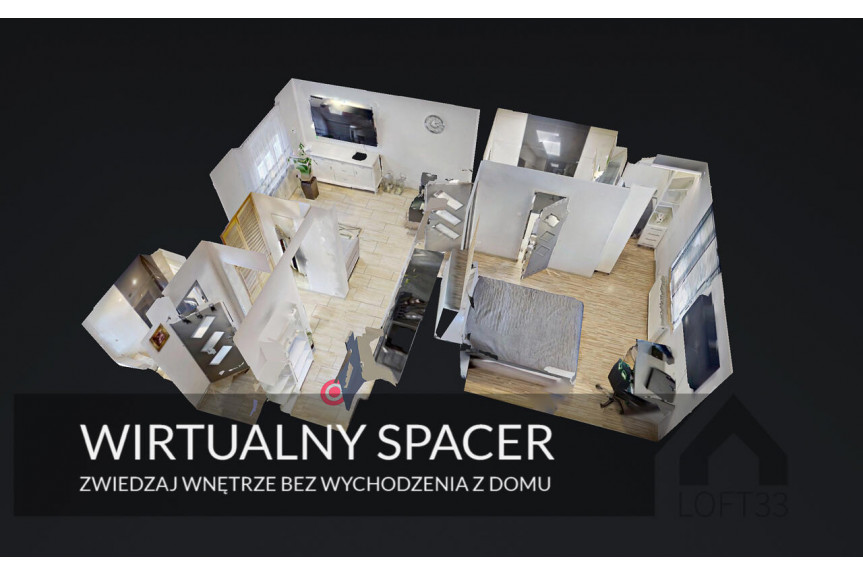 Jaworzno, Lipowa, Piękne dwupokojowe mieszkanie na parterze z ogródkiem | Spacer 3D